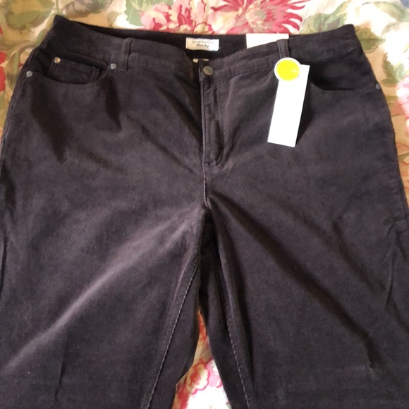 CHARTER CLUB Size 14 Short Corduroy Tummy Slim Panel Chocolate Brown Stretch NEW - Picture 6 of 16